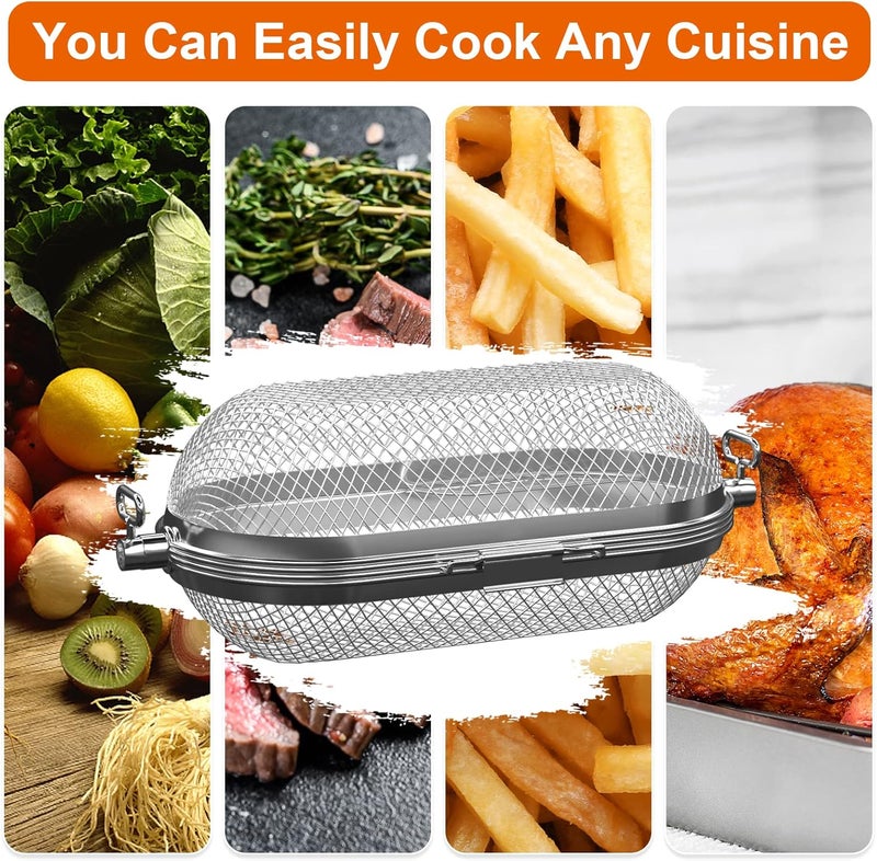 MixRBBQ Rotisserie Basket Grill Accessories, Stainless Steel Rotisserie Baskets for Napoleon Outdoor Grill, Universal Fits for Kabobs French Fries Veggies Fits - Image 4